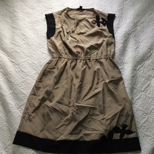 Banana Republic tan and black bird dress size 0